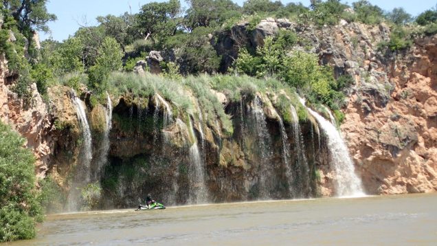 Lake Buchanan Texas riding Jetskis to the Water Falls.